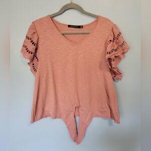 Mary and Mo Flutter-Sleeve in Pink Large